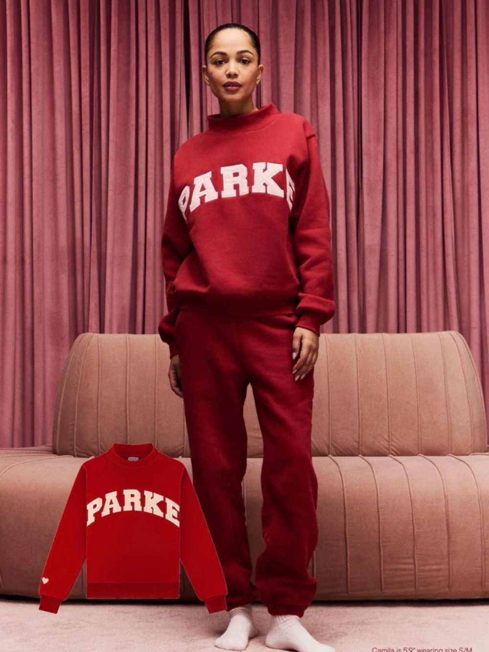 PARKE Valentines Day Varsity MockNeck Crimson + Peony S/M